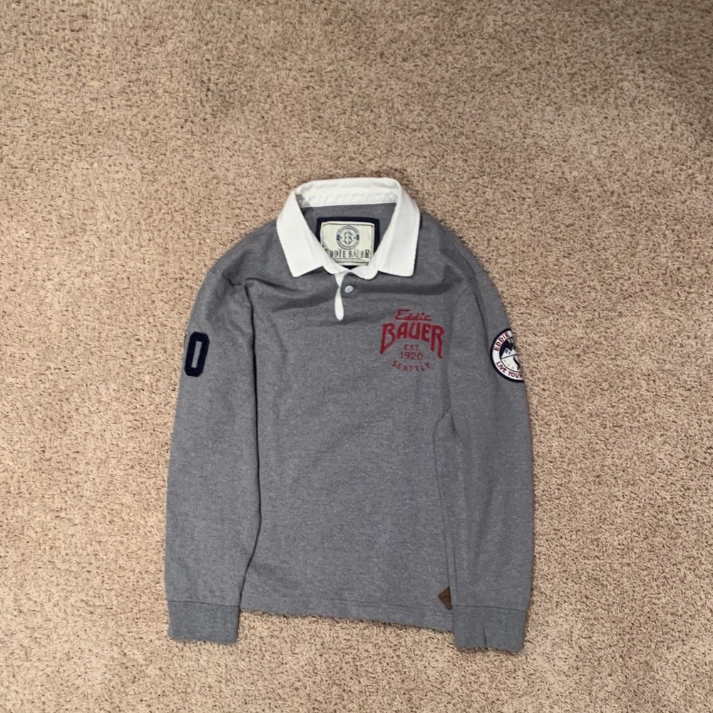 Eddie Bauer Gray Polo with White Collar
